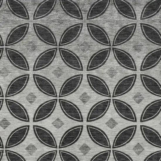 Black And Ivory Geometric Washable Indoor Outdoor Area Rug Photo 2