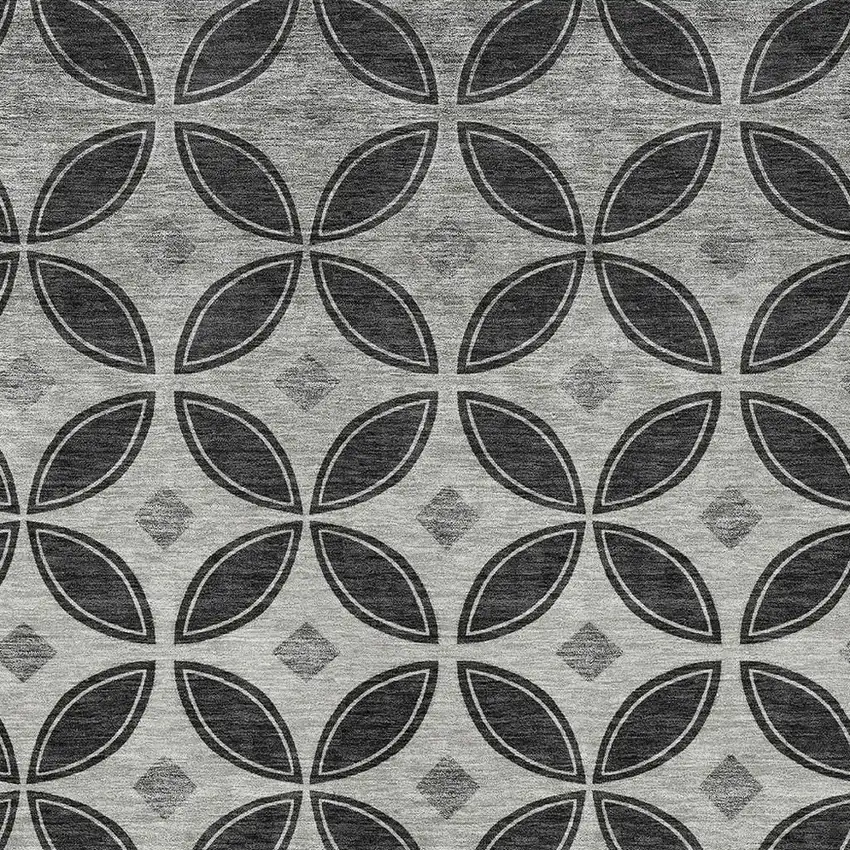 Black And Ivory Geometric Washable Indoor Outdoor Area Rug Photo 2