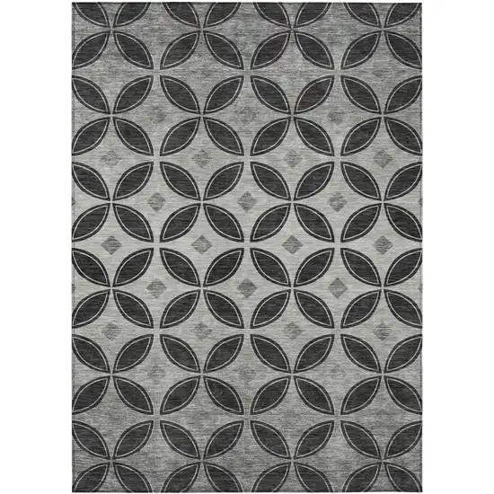 Black And Ivory Geometric Washable Indoor Outdoor Area Rug Photo 1