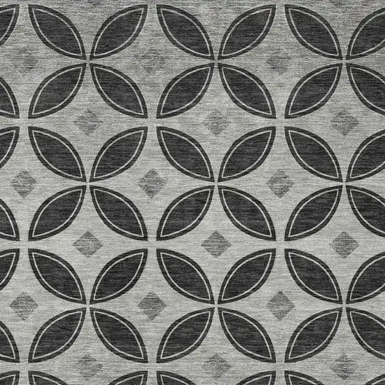 Black And Ivory Geometric Washable Indoor Outdoor Area Rug Photo 2