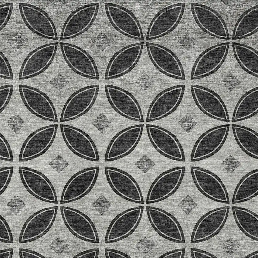 Black And Ivory Geometric Washable Indoor Outdoor Area Rug Photo 2