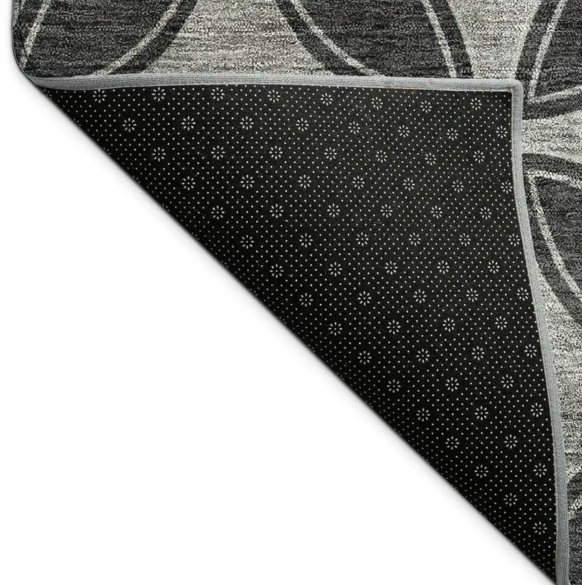 Black And Ivory Geometric Washable Indoor Outdoor Area Rug Photo 9