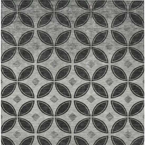 Black And Ivory Geometric Washable Indoor Outdoor Area Rug Photo 2