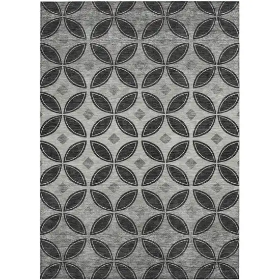 Black And Ivory Geometric Washable Indoor Outdoor Area Rug Photo 2