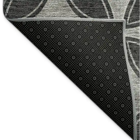 Black And Ivory Geometric Washable Indoor Outdoor Area Rug Photo 8