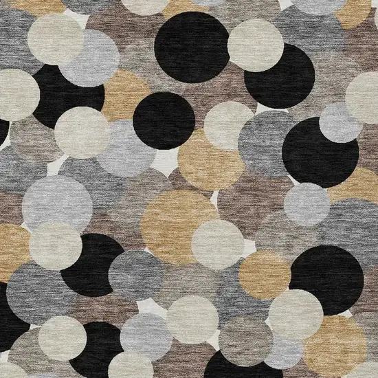Black And Ivory Geometric Washable Indoor Outdoor Area Rug Photo 2