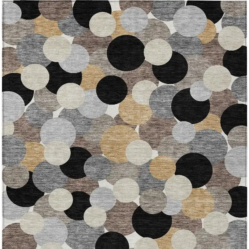 Black And Ivory Geometric Washable Indoor Outdoor Area Rug Photo 3