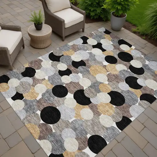 Black And Ivory Geometric Washable Indoor Outdoor Area Rug Photo 7