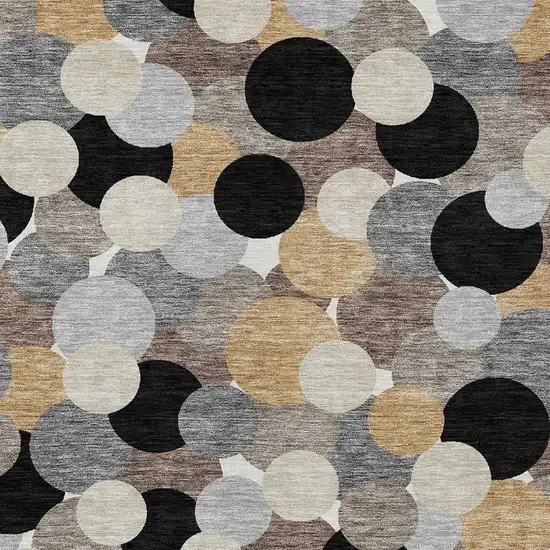 Black And Ivory Geometric Washable Indoor Outdoor Area Rug Photo 2