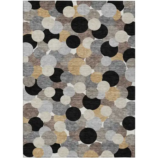 Black And Ivory Geometric Washable Indoor Outdoor Area Rug Photo 1