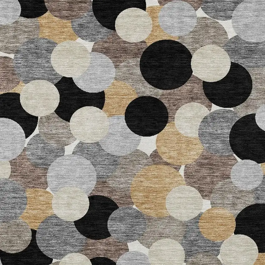 Black And Ivory Geometric Washable Indoor Outdoor Area Rug Photo 2