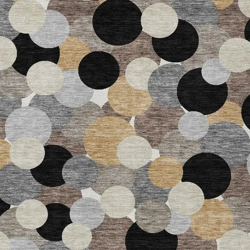 Black And Ivory Geometric Washable Indoor Outdoor Area Rug Photo 2