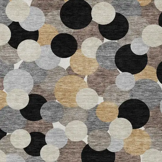Black And Ivory Geometric Washable Indoor Outdoor Area Rug Photo 2