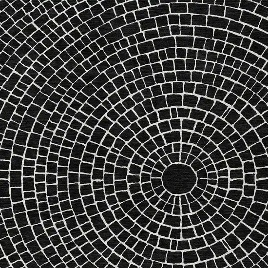 Black And Ivory Geometric Washable Indoor Outdoor Area Rug Photo 2