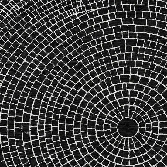 Black And Ivory Geometric Washable Indoor Outdoor Area Rug Photo 2