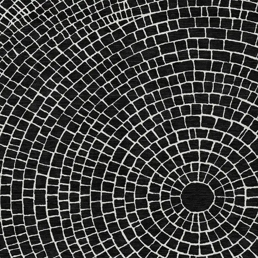 Black And Ivory Geometric Washable Indoor Outdoor Area Rug Photo 2