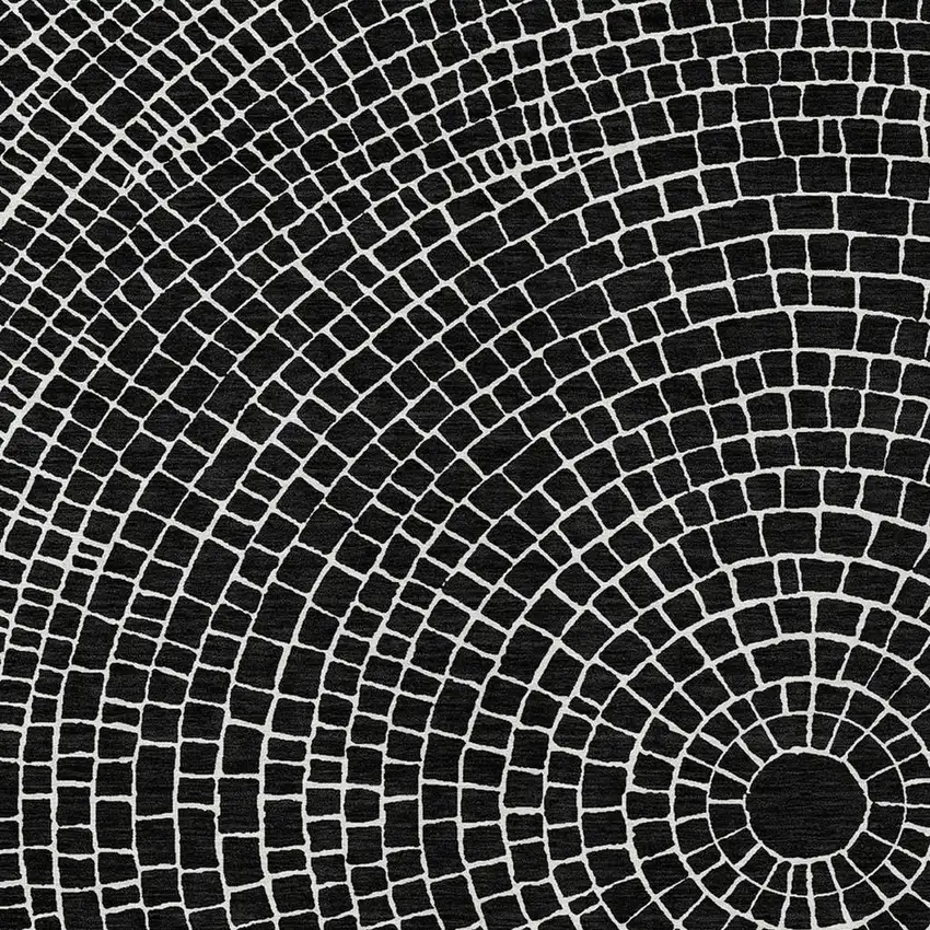 Black And Ivory Geometric Washable Indoor Outdoor Area Rug Photo 2