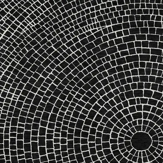 Black And Ivory Geometric Washable Indoor Outdoor Area Rug Photo 2