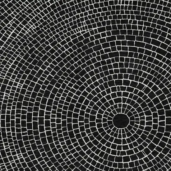 Black And Ivory Geometric Washable Indoor Outdoor Area Rug Photo 3