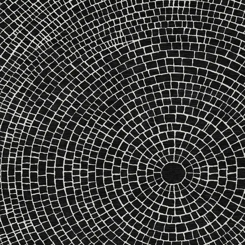 Black And Ivory Geometric Washable Indoor Outdoor Area Rug Photo 3