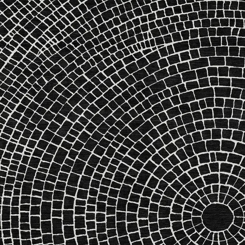 Black And Ivory Geometric Washable Indoor Outdoor Area Rug Photo 2