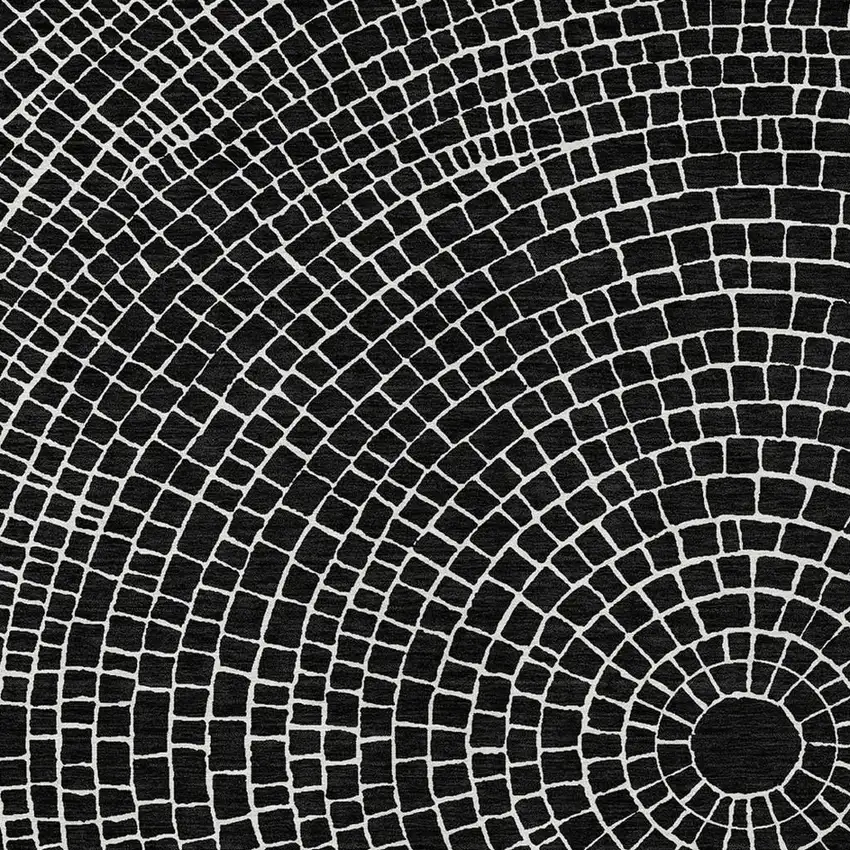 Black And Ivory Geometric Washable Indoor Outdoor Area Rug Photo 2