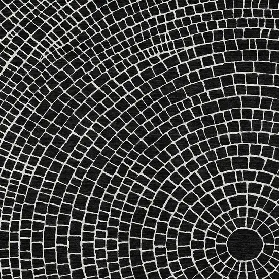Black And Ivory Geometric Washable Indoor Outdoor Area Rug Photo 2