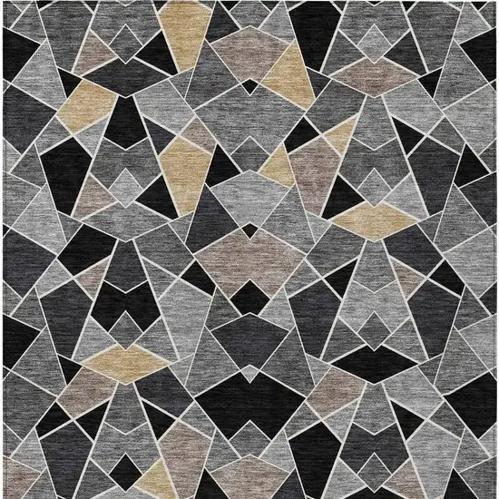 Black And Ivory Geometric Washable Indoor Outdoor Area Rug Photo 3