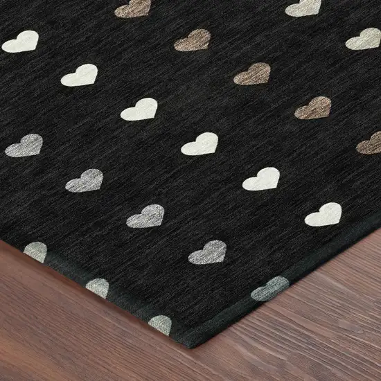 Black And Ivory Geometric Washable Indoor Outdoor Area Rug Photo 8