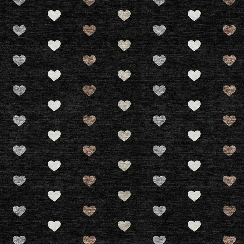 Black And Ivory Geometric Washable Indoor Outdoor Area Rug Photo 2