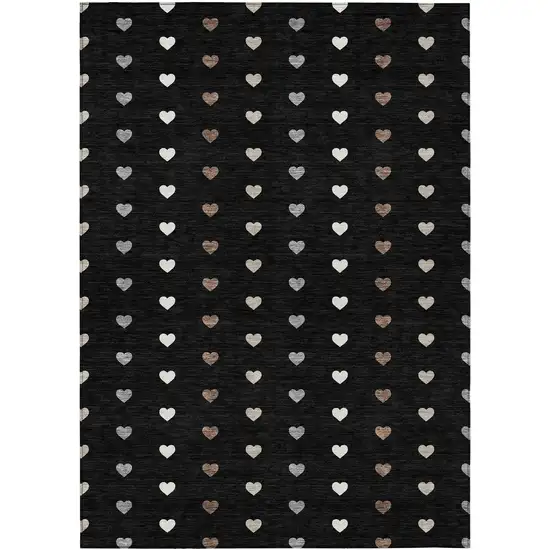 Black And Ivory Geometric Washable Indoor Outdoor Area Rug Photo 1