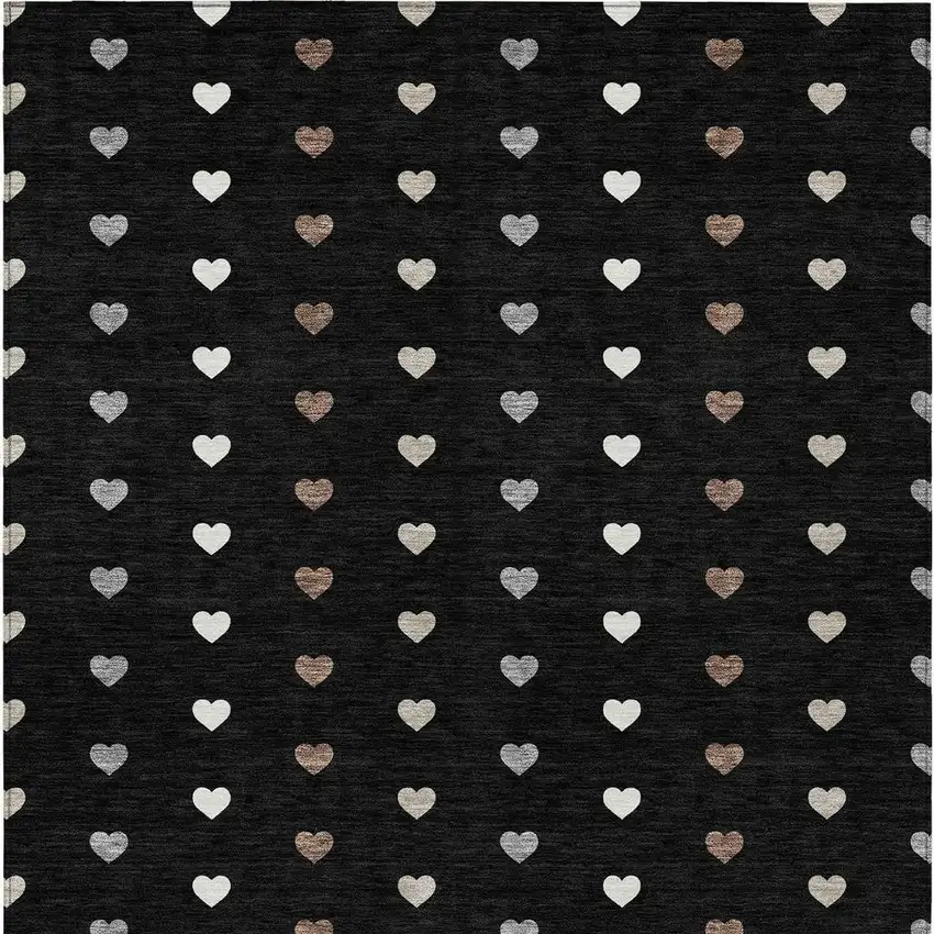 Black And Ivory Geometric Washable Indoor Outdoor Area Rug Photo 3