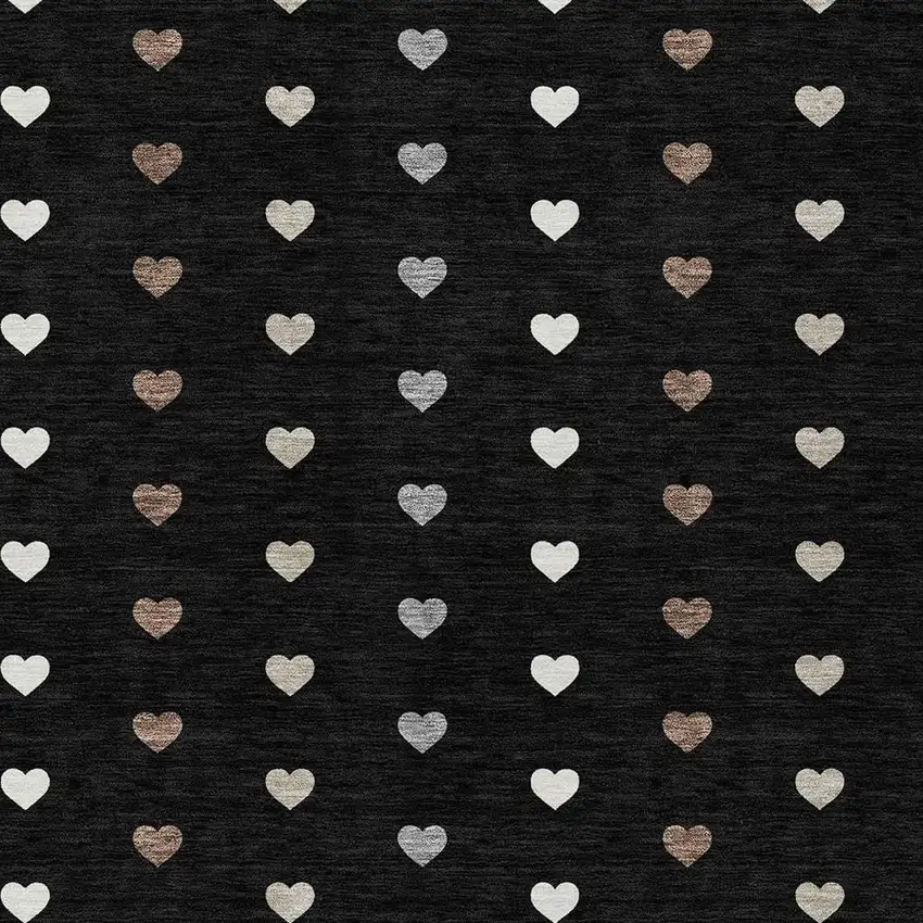Black And Ivory Geometric Washable Indoor Outdoor Area Rug Photo 2