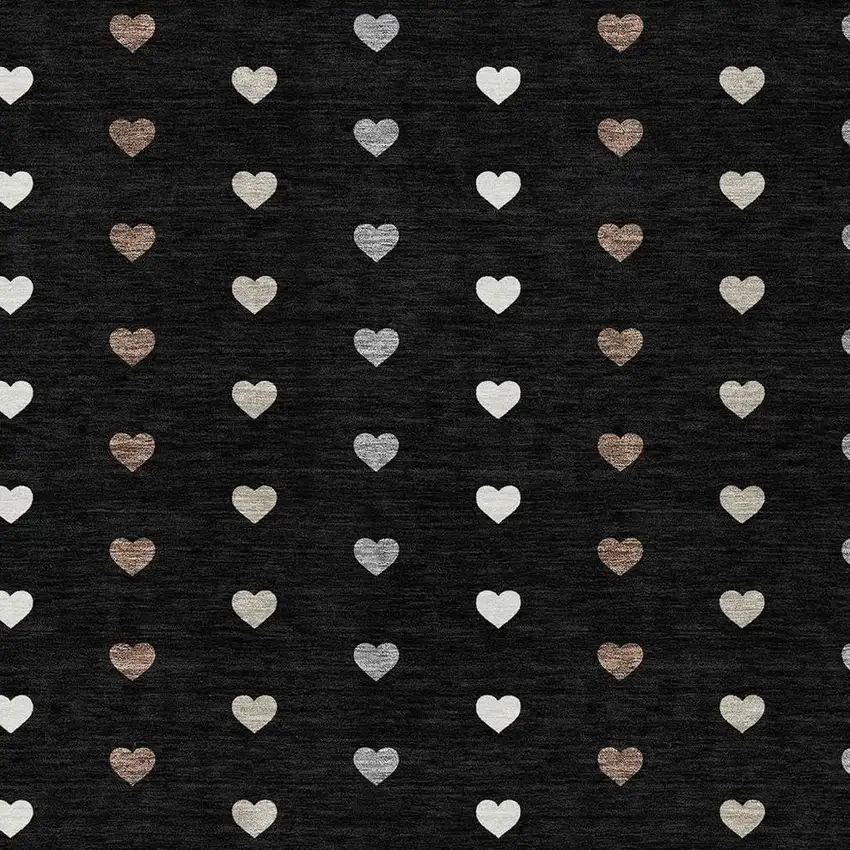 Black And Ivory Geometric Washable Indoor Outdoor Area Rug Photo 2