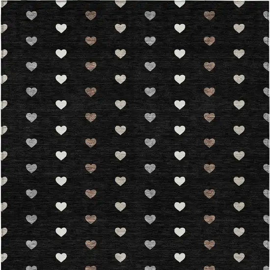 Black And Ivory Geometric Washable Indoor Outdoor Area Rug Photo 3