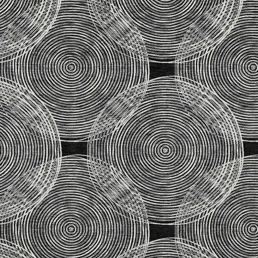 Black And Ivory Geometric Washable Indoor Outdoor Area Rug Photo 3