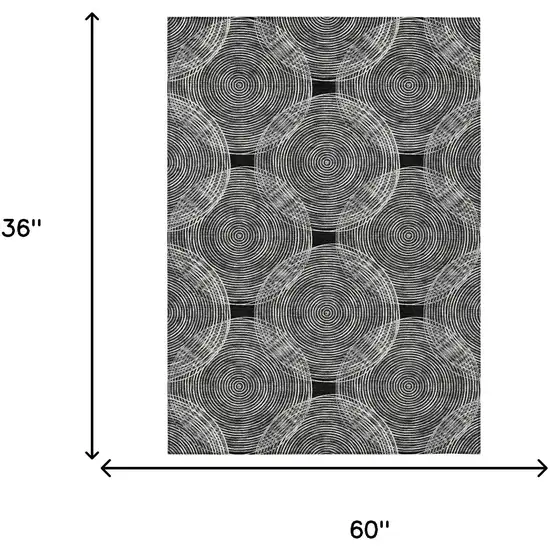 Black And Ivory Geometric Washable Indoor Outdoor Area Rug Photo 7