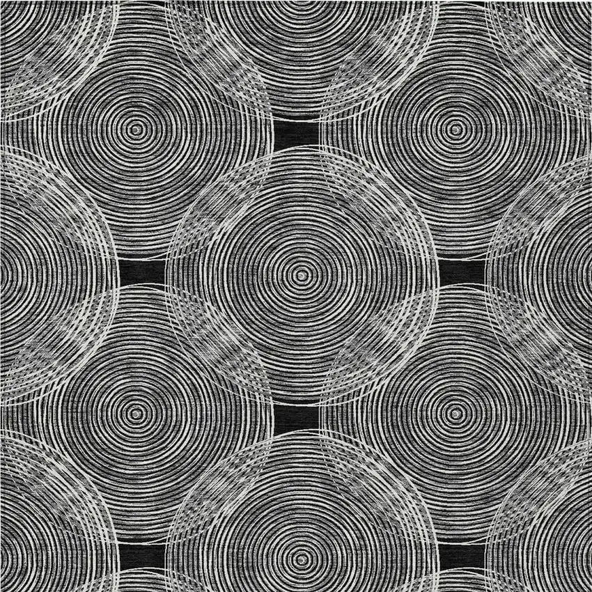 Black And Ivory Geometric Washable Indoor Outdoor Area Rug Photo 4
