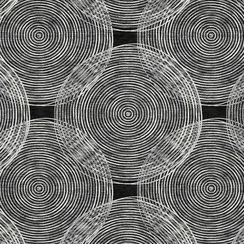Black And Ivory Geometric Washable Indoor Outdoor Area Rug Photo 3