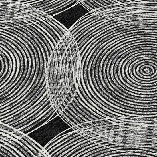 Black And Ivory Geometric Washable Indoor Outdoor Area Rug Photo 6