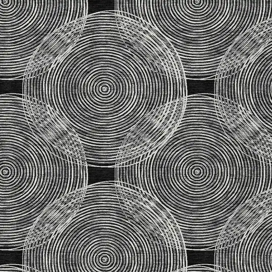 Black And Ivory Geometric Washable Indoor Outdoor Area Rug Photo 3