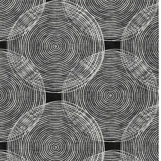 Black And Ivory Geometric Washable Indoor Outdoor Area Rug Photo 3