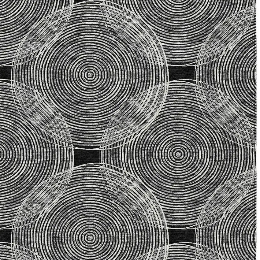 Black And Ivory Geometric Washable Indoor Outdoor Area Rug Photo 3