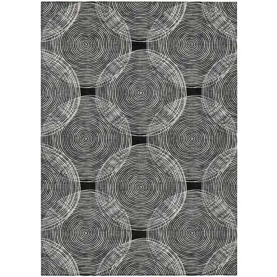 Black And Ivory Geometric Washable Indoor Outdoor Area Rug Photo 2