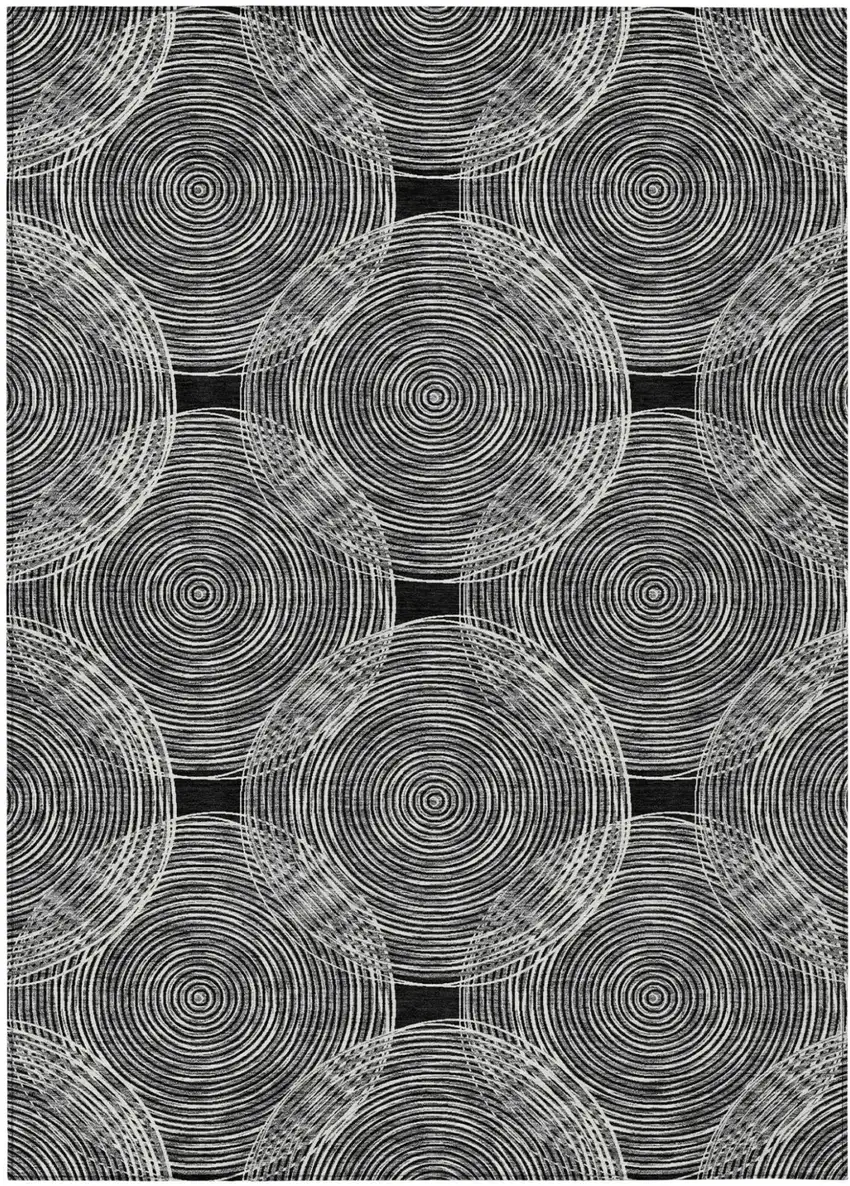 Black And Ivory Geometric Washable Indoor Outdoor Area Rug Photo 2
