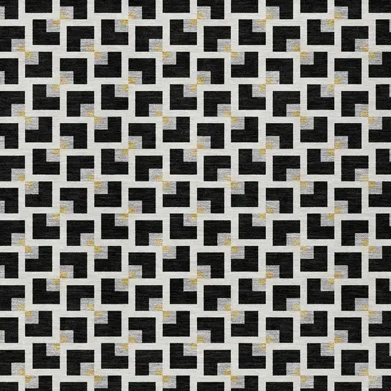 Black And Ivory Geometric Washable Indoor Outdoor Area Rug Photo 2