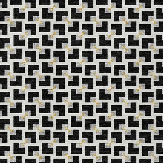 Black And Ivory Geometric Washable Indoor Outdoor Area Rug Photo 2