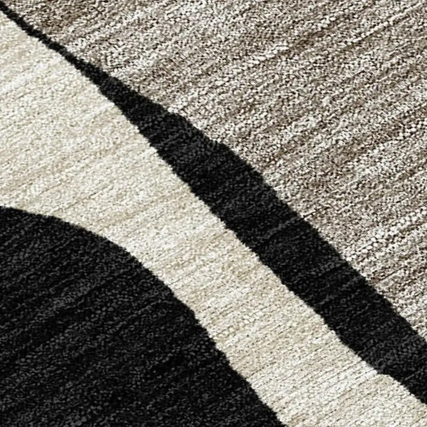 Black And Ivory Geometric Washable Indoor Outdoor Area Rug Photo 1