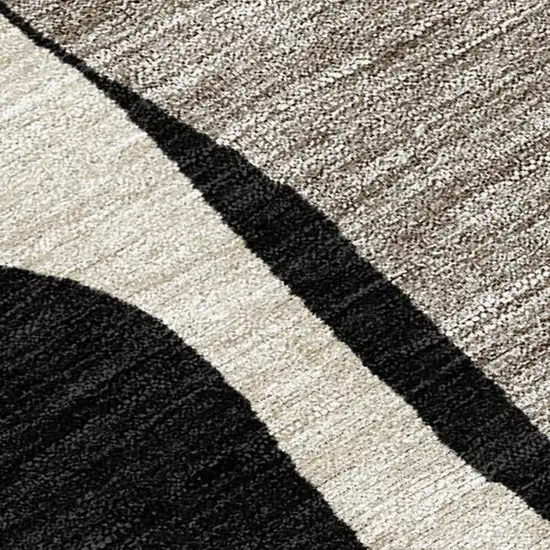 Black And Ivory Geometric Washable Indoor Outdoor Area Rug Photo 1