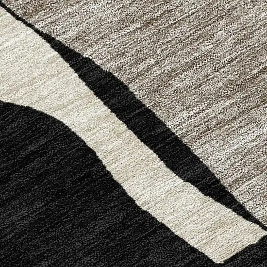 Black And Ivory Geometric Washable Indoor Outdoor Area Rug Photo 3